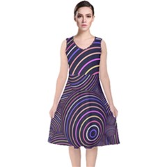 Abtract Colorful Spheres V-neck Midi Sleeveless Dress  by Modern2018