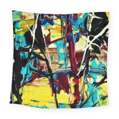 Dance Of Oil Towers 4 Square Tapestry (large) by bestdesignintheworld