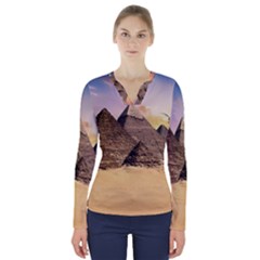 Ancient Archeology Architecture V-neck Long Sleeve Top by Modern2018