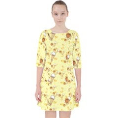 Funny Sunny Ice Cream Cone Cornet Yellow Pattern  Pocket Dress by yoursparklingshop