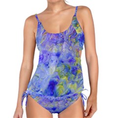 Abstract Blue Texture Pattern Tankini Set by Simbadda