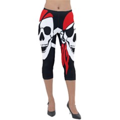 Pirate Skull Lightweight Velour Capri Leggings  by StarvingArtisan