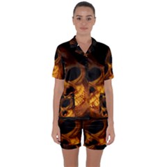 Skull Satin Short Sleeve Pyjamas Set by StarvingArtisan