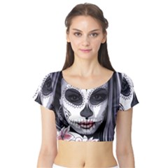 Sugar Skull Short Sleeve Crop Top by StarvingArtisan