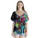 Still Life With Two Lamps V-Neck Flutter Sleeve Top View1