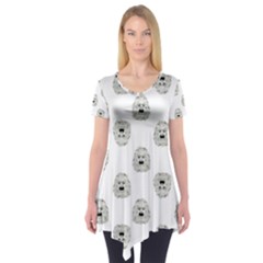 Angry Theater Mask Pattern Short Sleeve Tunic  by dflcprints