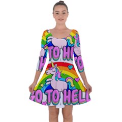 Go To Hell - Unicorn Quarter Sleeve Skater Dress by Valentinaart