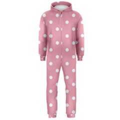 Pink Polka Dot Background Hooded Jumpsuit (men)  by Modern2018