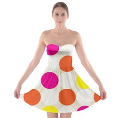 Polka Dots Background Colorful Strapless Bra Top Dress by Modern2018