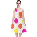 Polka Dots Background Colorful V-Neck Midi Sleeveless Dress  View1