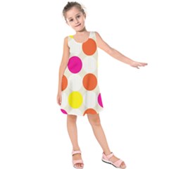 Polka Dots Background Colorful Kids  Sleeveless Dress by Modern2018