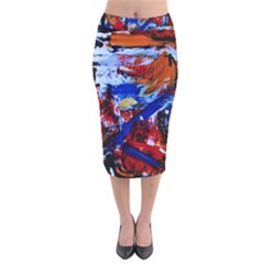 Mixed Feelings Velvet Midi Pencil Skirt by bestdesignintheworld