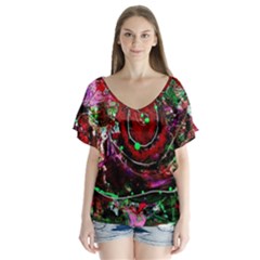 Bloody Coffee 7 V-neck Flutter Sleeve Top by bestdesignintheworld