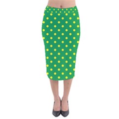 Polkadot Yellow Velvet Midi Pencil Skirt by berwies