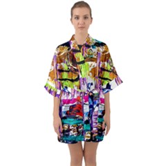 Walk With A Dog 1/1 Quarter Sleeve Kimono Robe by bestdesignintheworld