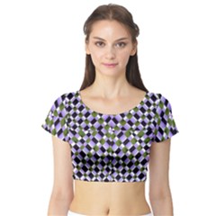 Hypnotic Geometric Pattern Short Sleeve Crop Top by dflcprints