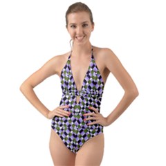 Hypnotic Geometric Pattern Halter Cut-out One Piece Swimsuit by dflcprints