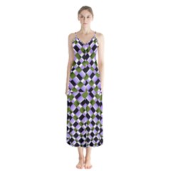 Hypnotic Geometric Pattern Button Up Chiffon Maxi Dress by dflcprints