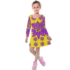 Fantasy Big Flowers In The Happy Jungle Of Love Kids  Long Sleeve Velvet Dress by pepitasart