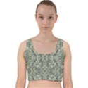 Modern Noveau Floral Collage Pattern Velvet Racer Back Crop Top View1