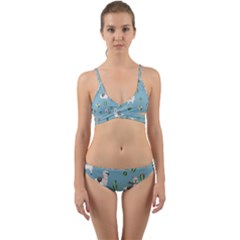 Lama And Cactus Pattern Wrap Around Bikini Set by Valentinaart