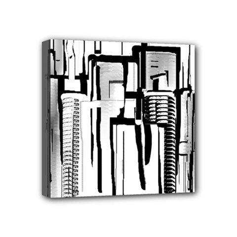 Black And White City Mini Canvas 4  X 4  by digitaldivadesigns