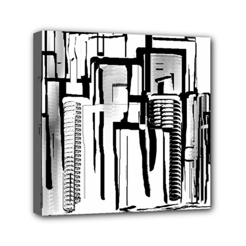 Black And White City Mini Canvas 6  X 6  by digitaldivadesigns