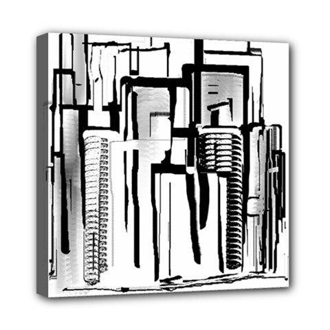 Black And White City Mini Canvas 8  X 8  by digitaldivadesigns