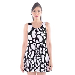 White On Black Cow Skin Scoop Neck Skater Dress by LoolyElzayat