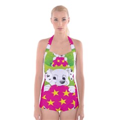 Dalmatians Dog Puppy Animal Pet Boyleg Halter Swimsuit  by Nexatart