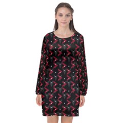 Intricate Polygons Pattern Long Sleeve Chiffon Shift Dress  by dflcprints