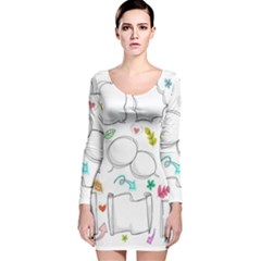 Set Chalk Out Chitchat Scribble Long Sleeve Velvet Bodycon Dress by Nexatart