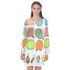 Set Collection Balloon Image Long Sleeve Chiffon Shift Dress  by Nexatart