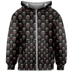 Skulls Motif Pattern Kids Zipper Hoodie Without Drawstring by dflcprints