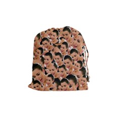 Crying Kim Kardashian Drawstring Pouches (medium)  by Valentinaart