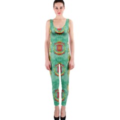 Peace Will Be In Fantasy Flowers With Love One Piece Catsuit by pepitasart