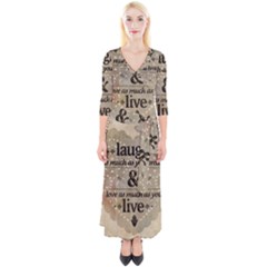 Motivational Calligraphy Grunge Quarter Sleeve Wrap Maxi Dress by Sapixe