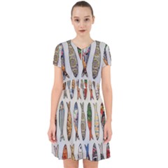 Fish Sardines Motive Pattern Adorable In Chiffon Dress by Sapixe