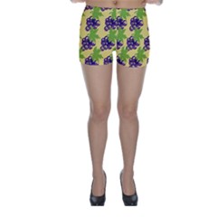 Grapes Background Sheet Leaves Skinny Shorts by Sapixe