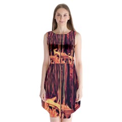 Forest Autumn Trees Trail Road Sleeveless Chiffon Dress   by Sapixe