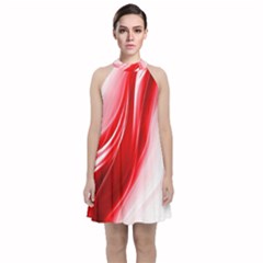 Flame Red Fractal Energy Fiery Velvet Halter Neckline Dress  by Sapixe