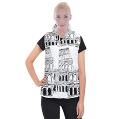 Line Art Architecture Women s Button Up Vest by Sapixe