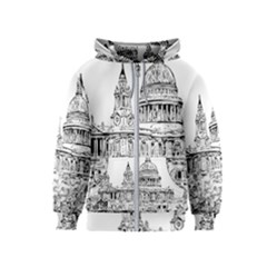 Line Art Architecture Church Kids  Zipper Hoodie by Sapixe