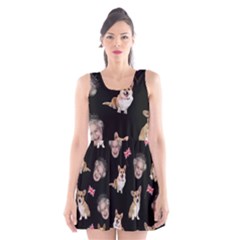 Queen Elizabeth s Corgis Pattern Scoop Neck Skater Dress by Valentinaart