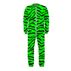 Bright Neon Green And Black Tiger Stripes  Onepiece Jumpsuit (kids) by PodArtist