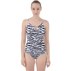 Black And White Tiger Stripes Cut Out Top Tankini Set by PodArtist