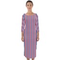 USA Flag Red and Flag Blue Narrow Thin Stripes  Quarter Sleeve Midi Bodycon Dress View1