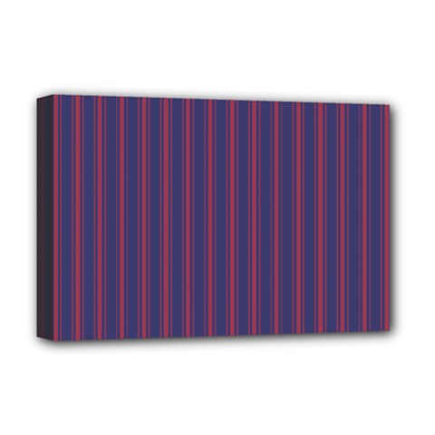 Mattress Ticking Wide Striped Pattern In Usa Flag Blue And Red Deluxe Canvas 18  X 12   by PodArtist