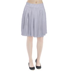 Mattress Ticking Narrow Striped Pattern In Usa Flag Blue And White Pleated Skirt by PodArtist