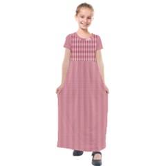 Usa Flag Red Blood Mini Gingham Check Kids  Short Sleeve Maxi Dress by PodArtist